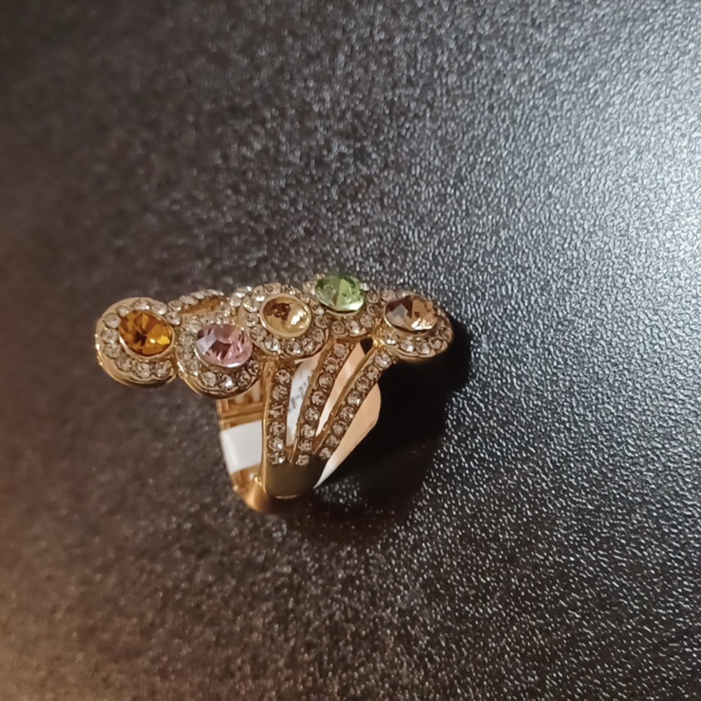 Elegant Adjustable Multi-Color Gemstone Ring